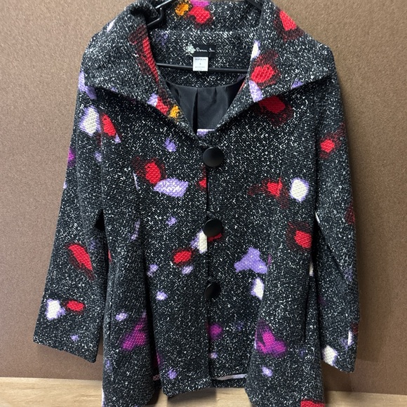❤️💙💜🖤💛Damee Inc. Abstract Floral Pattern Coat – Women’s Size Small - Picture 1 of 4